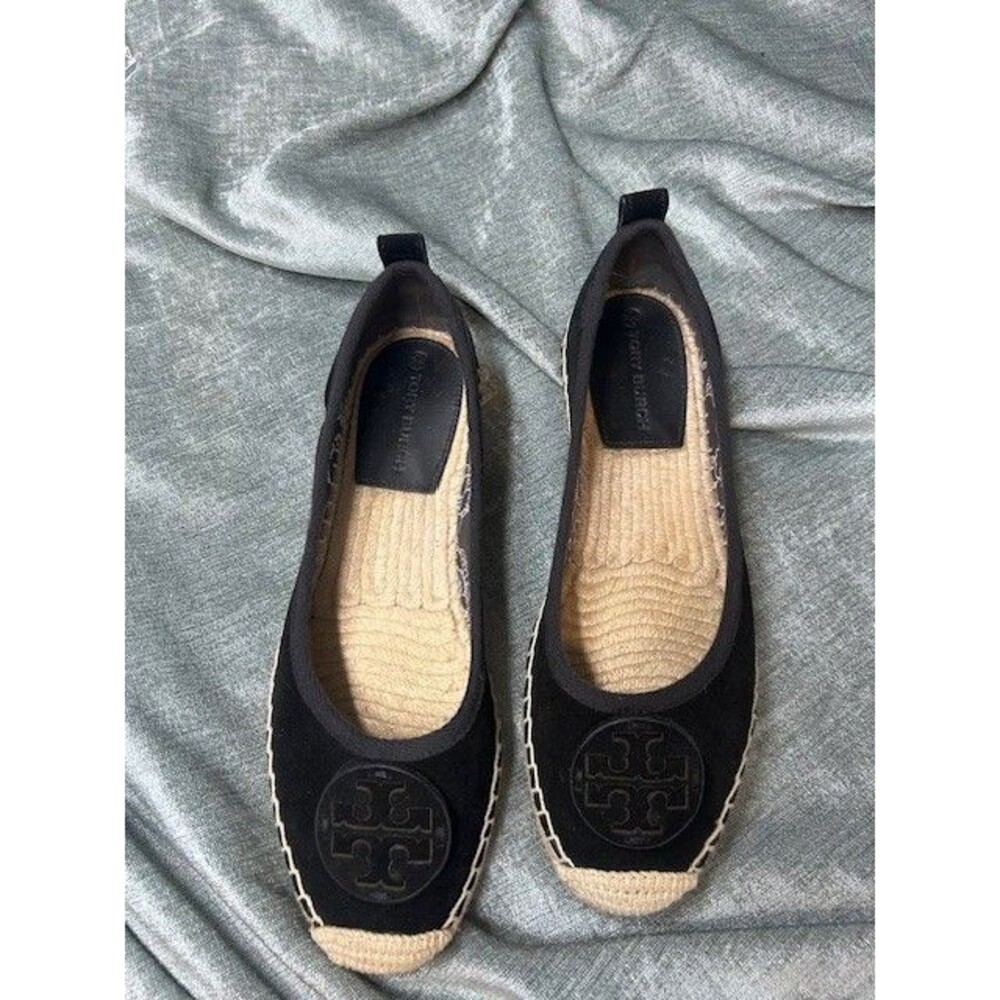 Tory Burch Espadrille Black Suede New With Box
